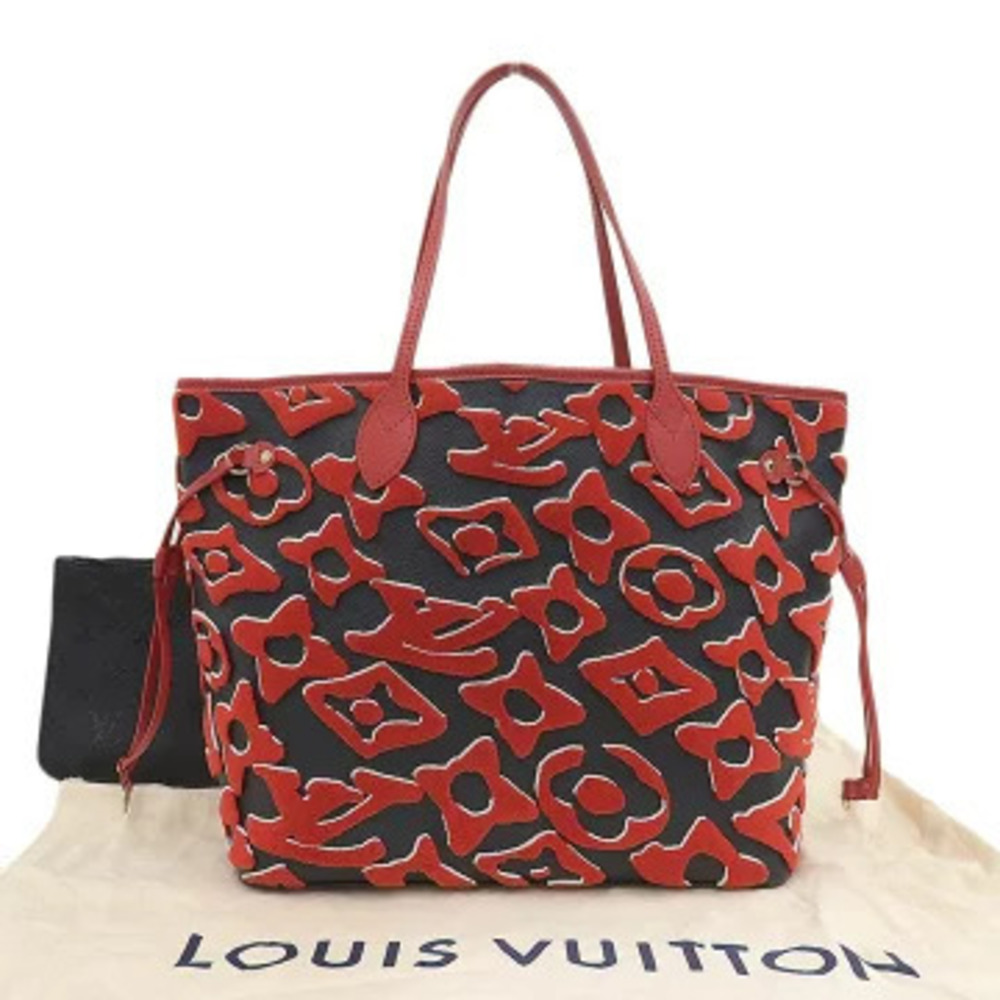Louis Vuitton Urs Fischer LV Uf Monogram Tuftage Canvas Tote Bag Red Brown